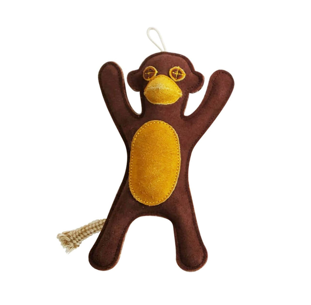 Eco-Friendly Monkey, Natural Leather Dog Toy Chew