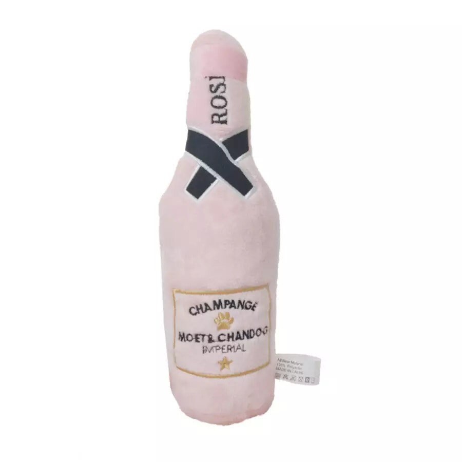 Moet and Chandog Plush Pink Champagne Bottle